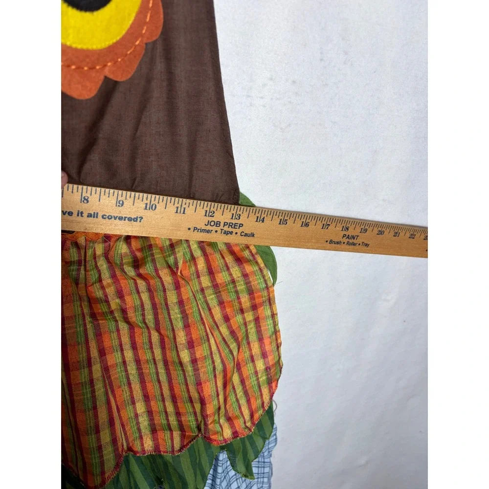 Owl Character Bib Apron Brown‎ Tiered Plaid Striped Ruffle Novelty Cottagecore